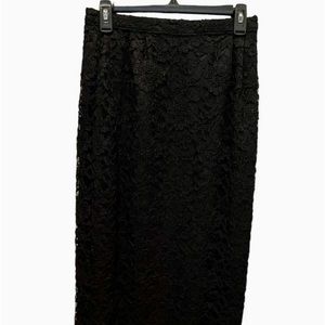Vintage Cachet By Bari Protas Black Lace Skirt Womens Size 7/8 Witchy Goth